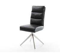 Chaise-pivotante Pela-Flex cuir de vache noir pied croisé large acier inoxydable brossé pivotement sur 360° fonction bascule ressorts ensachés