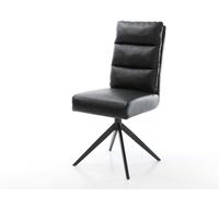 Chaise-pivotante Pela-Flex cuir de vache noir pied croisé large noir pivotement sur 360° fonction bascule ressorts ensachés