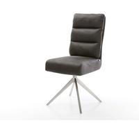 Chaise-pivotante Pela-Flex microvelours anthracite vintage pied croisé large acier inoxydable brossé pivotement sur 360° fonction bascule ressorts ensachés