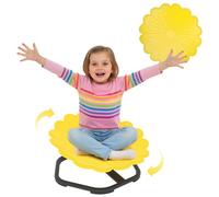 AIYAPLAY Chaise pivotante sensorielle enfant, carrousel chaise pivotante autisme 360° en forme de fleur pour l'entraînement de l'équilibre et de la coordination, base en acier antidérapante, jaune