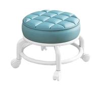 Chaise Pivotante Tabouret à Roulettes, Tabouret à 360° avec Roulettes, Petit Tabouret Bas Cuir Sur Roulettes, Pédicure Bouchettes Pivotantes Universelles pour Salon Massage, Coiffure, Spa, Bleu