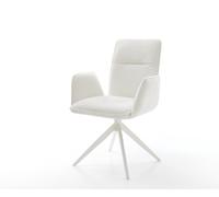 Chaise-pivotante Vinja-Flex bouclé doux beige pied croisé large blanc pivotement sur 360° fonction bascule