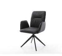 Chaise-pivotante Vinja-Flex cuir de vache noir pied croisé large noir pivotement sur 360° fonction bascule