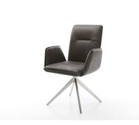 Chaise-pivotante Vinja-Flex microvelours anthracite vintage pied croisé large acier inoxydable brossé pivotement sur 360° fonction bascule