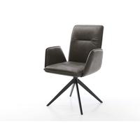 Chaise-pivotante Vinja-Flex microvelours anthracite vintage pied croisé large noir pivotement sur 360° fonction bascule