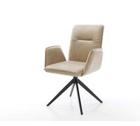Chaise-pivotante Vinja-Flex microvelours beige vintage pied croisé large noir pivotement sur 360° fonction bascule