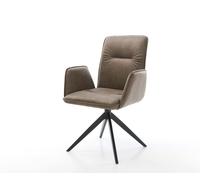 Chaise-pivotante Vinja-Flex microvelours taupe vintage pied croisé large noir pivotement sur 360° fonction bascule