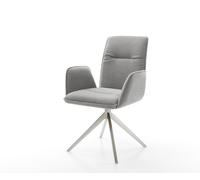 Chaise-pivotante Vinja-Flex tissu structuré doux gris pied croisé large acier inoxydable pivotement sur 360° fonction bascule