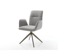 Chaise-pivotante Vinja-Flex tissu structuré doux gris pied croisé large aspect titane pivotement sur 360° fonction bascule