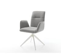 Chaise-pivotante Vinja-Flex tissu structuré doux gris pied croisé large blanc pivotement sur 360° fonction bascule