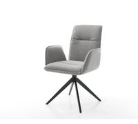 Chaise-pivotante Vinja-Flex tissu structuré doux gris pied croisé large noir pivotement sur 360° fonction bascule