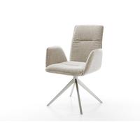 Chaise-pivotante Vinja-Flex tissu tissé doux beige pied croisé large acier inoxydable pivotement sur 360° fonction bascule