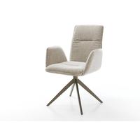 Chaise-pivotante Vinja-Flex tissu tissé doux beige pied croisé large aspect titane pivotement sur 360° fonction bascule