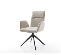 Chaise-pivotante Vinja-Flex tissu tissé doux beige pied croisé large noir pivotement sur 360° fonction bascule