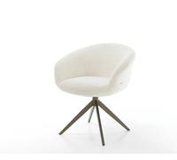 Chaise-pivotante Vinka-Flex avec accoudoirs bouclé blanc pied croisé large aspect titane pivotement sur 360° ressorts ensachés
