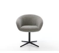 Chaise-pivotante Vinka-Flex avec accoudoirs bouclé gris argenté pied de chaise 4 branches noir pivotement sur 360° ressorts ensachés
