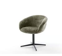 Chaise-pivotante Vinka-Flex avec accoudoirs chenille olive pied de chaise 4 branches noir pivotement sur 360° ressorts ensachés