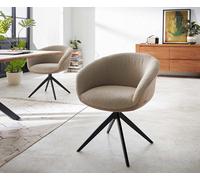 Chaise-pivotante Vinka-Flex avec accoudoirs tissu mixte couleur boue pied croisé large noir pivotement sur 360° ressorts ensachés