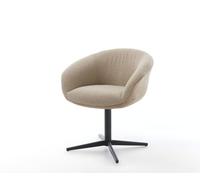 Chaise-pivotante Vinka-Flex avec accoudoirs tissu mixte couleur boue pied de chaise 4 branches noir pivotement sur 360° ressorts ensachés