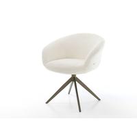 Chaise-pivotante Vinka-Flex bouclé blanc pied croisé large aspect titane pivotement sur 360° fonction bascule ressorts ensachés
