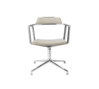Chaise Pivotante Vipp 452 avec Patins, Aluminium/ondulé, Blanc Cassé/ Gris Clair