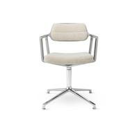 Chaise Pivotante Vipp 453 avec Patins, Aluminium/ondulé, Blanc Cassé/ Gris Clair