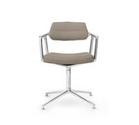 Chaise Pivotante Vipp 453 avec Patins en Aluminium et Textile Sable Foncé
