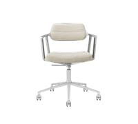 Chaise Pivotante Vipp 453 Swivel+ à Roulettes, Aluminium/ondulé, Blanc Cassé/ Gris Clair