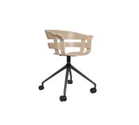 Chaise Pivotante Wick à Roulettes , Chêne/ Gris