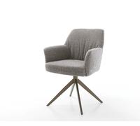 Chaise-pivotante Xana-Flex avec accoudoirs bou ris argenté pied croisé large aspect titane pivotement sur 360° ressorts ensachés