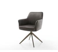 Chaise-pivotante Xana-Flex avec accoudoirs microvelours anthracite vintage pied croisé large aspect titane pivotement sur 360° ressorts ensachés