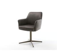 Chaise-pivotante Xana-Flex avec accoudoirs microvelours anthracite vintage pied de chaise 4 branches aspect titane pivotement sur 360° ressorts ensachés