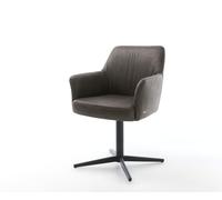 Chaise-pivotante Xana-Flex avec accoudoirs microvelours anthracite vintage pied de chaise 4 branches noir pivotement sur 360° ressorts ensachés
