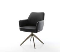 Chaise-pivotante Xana-Flex cuir de vache noir pied croisé large aspect titane pivotement sur 360° fonction bascule ressorts ensachés
