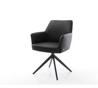 Chaise-pivotante Xana-Flex cuir de vache noir pied croisé large noir pivotement sur 360° fonction bascule ressorts ensachés