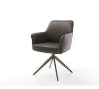Chaise-pivotante Xana-Flex microvelours anthracite vintage pied croisé large aspect titane pivotement sur 360° fonction bascule ressorts ensachés