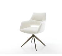 Chaise-pivotante Yago-Flex avec accoudoirs bou oux beige pied croisé large aspect titane pivotement sur 360° fonction bascule resorts ensachés