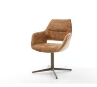Chaise-pivotante Yago-Flex avec accoudoirs chenille rouille pied de chaise 4 branches aspect titane pivotement sur 360° ressorts ensachés