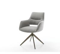 Chaise-pivotante Yago-Flex avec accoudoirs tissu structuré doux gris pied croisé large aspect titane pivotement sur 360° fonction bascule resorts ensachés