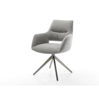 Chaise-pivotante Yago-Flex avec accoudoirs tissu structuré doux gris pied croisé large grafiete pivotement sur 360° fonction bascule resorts ensachés