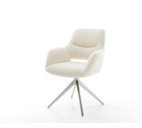 Chaise-pivotante Yago-Flex avec accoudoirs tissu teddy beige pied croisé large acier inoxydable pivotement sur 360° fonction bascule resorts ensachés