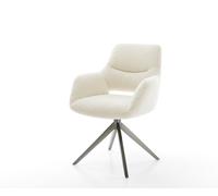 Chaise-pivotante Yago-Flex avec accoudoirs tissu teddy beige pied croisé large grafiete pivotement sur 360° fonction bascule resorts ensachés