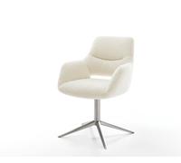 Chaise-pivotante Yago-Flex avec accoudoirs tissu teddy beige pied de chaise 4 branches acier inoxydable pivotement sur 360° fonction bascule resorts ensachés