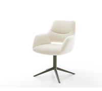 Chaise-pivotante Yago-Flex avec accoudoirs tissu teddy beige pied de chaise 4 branches aspect titane pivotement sur 360° fonction bascule resorts ensachés