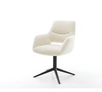 Chaise-pivotante Yago-Flex avec accoudoirs tissu teddy beige pied de chaise 4 branches noir pivotement sur 360° fonction bascule resorts ensachés