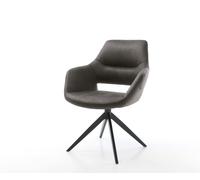 Chaise-pivotante Yago-Flex microvelours anthracite vintage pied croisé large noir pivotement sur 360° fonction bascule ressorts ensachés