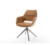 Chaise-pivotante Yago-Flex mit Armlehnen chenille rouille pied croisé large grafiete pivotement sur 360° fonction bascule ressorts ensachés