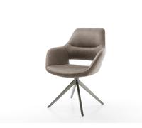 Chaise-pivotante Yago-Flex mit Armlehnen microvelours taupe vintage pied croisé large grafiete pivotement sur 360° fonction bascule ressorts ensachés