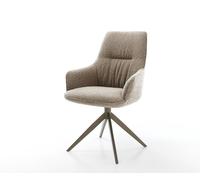 Chaise-pivotante Zelia-Flex avec accoudoirs bouclé boue pied croisé large aspect titane pivotement sur 360° fonction bascule ressorts ensachés