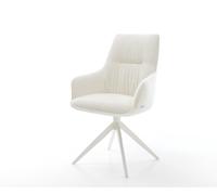 Chaise-pivotante Zelia-Flex avec accoudoirs bou oux beige pied croisé large blanc pivotement sur 360° fonction bascule resorts ensachés